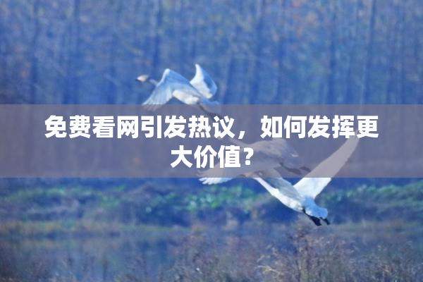 免费看网引发热议，如何发挥更大价值？
