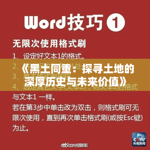 《黑土同重：探寻土地的深厚历史与未来价值》