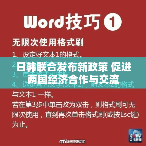 日韩联合发布新政策 促进两国经济合作与交流