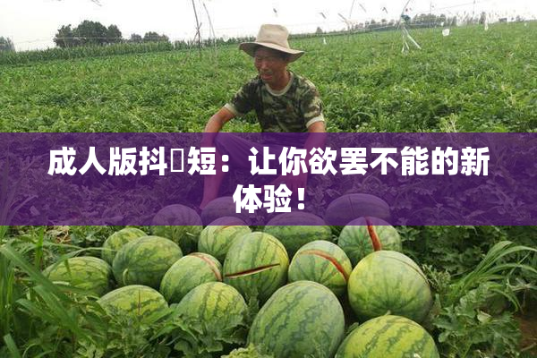 成人版抖抈短：让你欲罢不能的新体验！