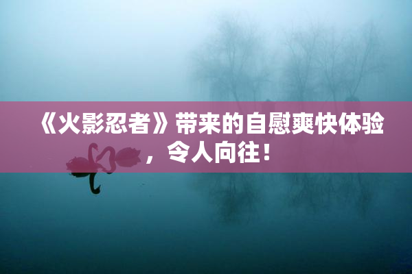 《火影忍者》带来的自慰爽快体验，令人向往！