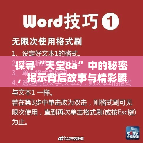 探寻“天堂8a”中的秘密，揭示背后故事与精彩瞬间