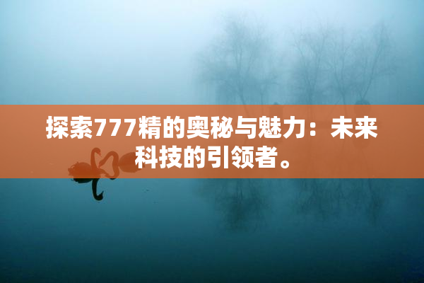 探索777精的奥秘与魅力：未来科技的引领者。
