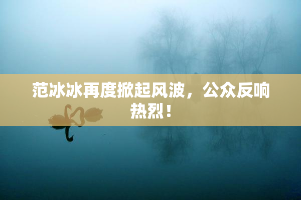 范冰冰再度掀起风波，公众反响热烈！