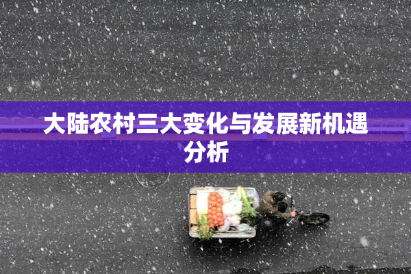 大陆农村三大变化与发展新机遇分析