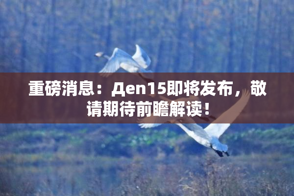 重磅消息：Дen15即将发布，敬请期待前瞻解读！