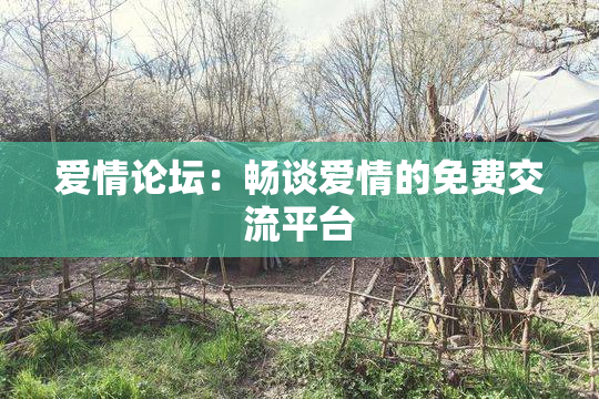 爱情论坛：畅谈爱情的免费交流平台